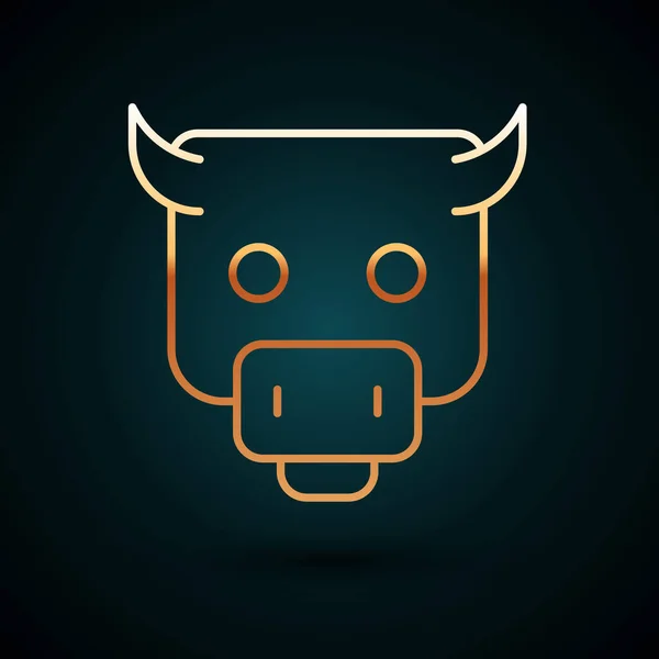 Arany vonal Bull piaci ikon elszigetelt sötétkék háttér. Pénzügyi és tőzsdei befektetési piaci koncepció. Vektor — Stock Vector