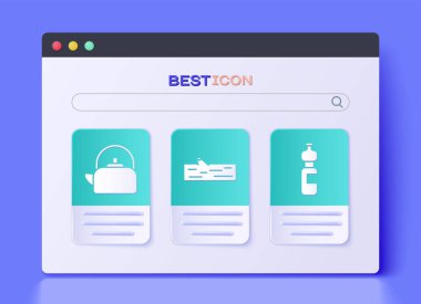 Ahşap kütük, su ikonu ve saplı su ısıtıcısı ayarla. Vektör