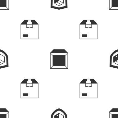 Teslimat güvenliğini kalkan, karton kutu ve kusursuz şablona ayarlayın. Vektör