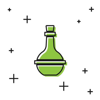 Beyaz arka planda izole edilmiş siyah Yahudi şarap şişesi ikonu. Vektör