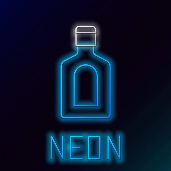 Glödande neon line Flaska schampo ikon isolerad på svart bakgrund. Färgstarkt skisskoncept. Vektor — Stock vektor