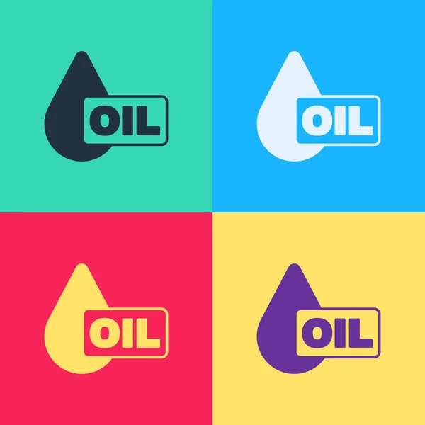 Pop art icône de goutte d'huile isolé sur fond de couleur. Vecteur — Image vectorielle