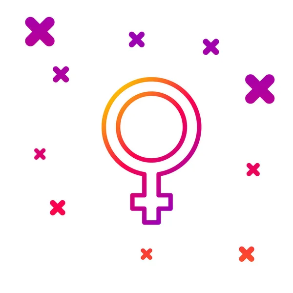 Farblinie Weibliches Gender-Symbol auf weißem Hintergrund isoliert. Venus-Symbol. Das Symbol für einen weiblichen Organismus oder eine Frau. Gradient zufällige dynamische Formen. Vektor — Stockvektor