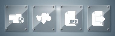 Sonraki sayfa okunu, EPS dosya belgesini, Bulut indirmesini ve Belge dizin korumasını ayarla. Kare cam paneller. Vektör