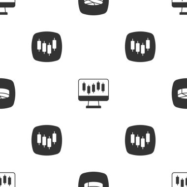 Pasta grafiğini, borsa büyüme grafiklerini ve dikişsiz desenli stokları olan tarayıcıyı ayarla. Vektör