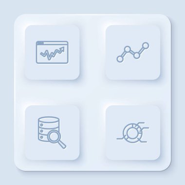 Çizgi grafiği bilgisini, sunucuyu ve turtayı ayarla. Beyaz kare düğme. Vektör