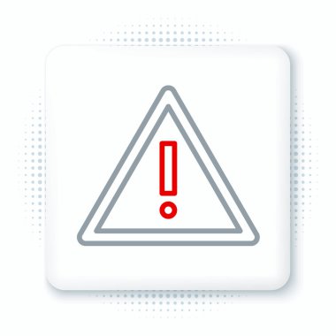 Beyaz arkaplanda izole edilmiş üçgen simgesindeki çizgi ünlem işareti. Tehlike uyarısı, dikkat, dikkat, tehlike uyarısı önemli bir işaret. Renkli taslak konsepti. Vektör.