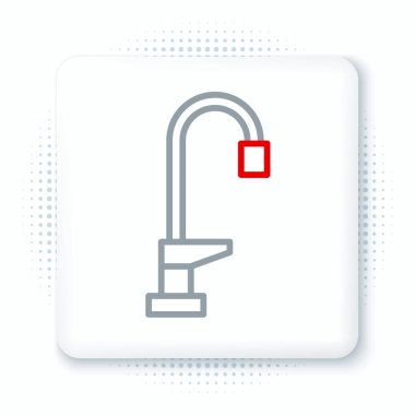 Line Water musluk simgesi beyaz arkaplanda izole edildi. Renkli taslak konsepti. Vektör.