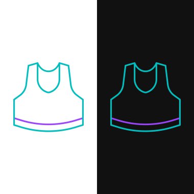 Line Undershirt simgesi beyaz ve siyah arkaplanda izole edildi. Renkli taslak konsepti. Vektör.