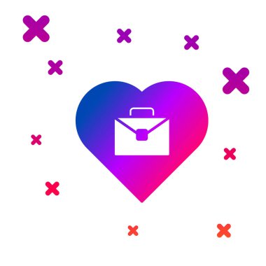 Beyaz arkaplanda izole edilmiş metin çalışması simgesine sahip Renk Kalbi. Kademeli rastgele dinamik şekiller. Vektör.