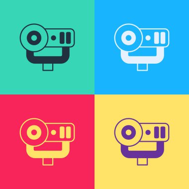 Pop Art Web kamera simgesi renk arkaplanında izole edildi. Sohbet kamerası. Web kamerası simgesi. Vektör.