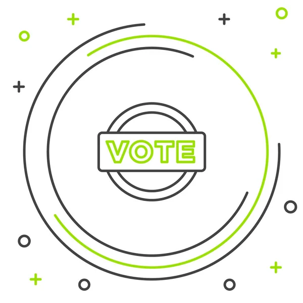 Ligne Icône Vote Isolé Sur Fond Blanc Concept Contour Coloré — Image vectorielle