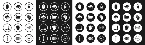 Set Lock Digital Circuit Ordner Lock Internet Things Computermaus Menschliches — Stockvektor