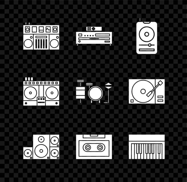 Set Fernbedienung Zum Abspielen Und Mischen Von Musik Musik Spieler — Stockvektor