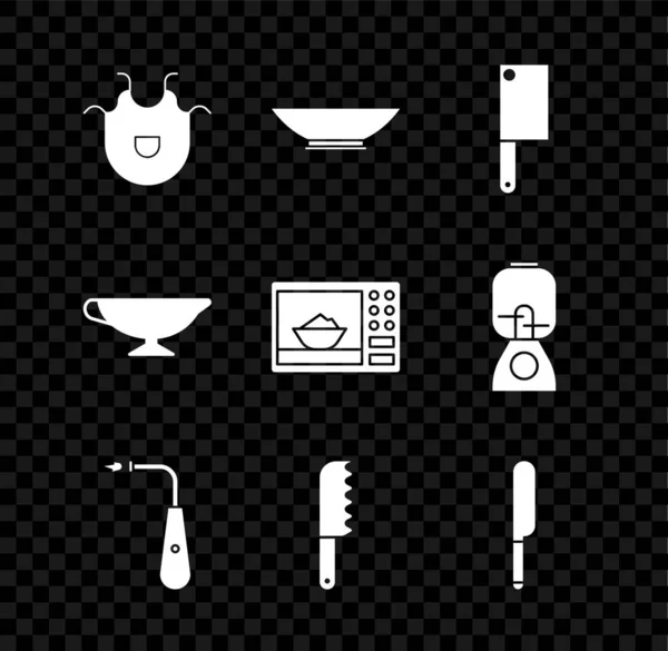 Набір Кухонний Фартух Ясний Подрібнювач Довгий Електричний Запальничка Ножі Хліба — стоковий вектор