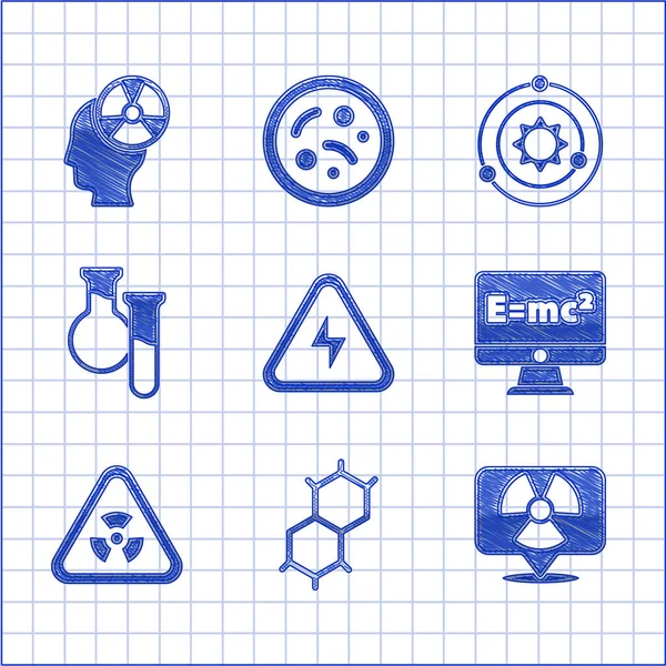 Conjunto Fórmula Química Alto Voltaje Radioactivo Ubicación Solución Ecuaciones Triángulo — Archivo Imágenes Vectoriales