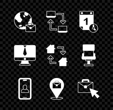 Çevrimiçi Çalışma Zamanı Görüntü sohbet konferansı ve simgesini ayarla. Vektör.