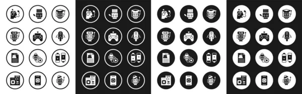 Set Roboter Fernbedienung Niedrige Batterieladung Mechanische Roboterhand Batterie Und Technische — Stockvektor