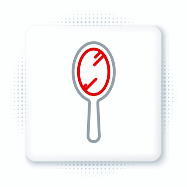 Çizgi El ayna simgesi beyaz arkaplanda izole edildi. Renkli taslak konsepti. Vektör