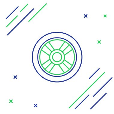 Çizgi Araba Tekerleği simgesi beyaz arkaplanda izole edildi. Renkli taslak konsepti. Vektör