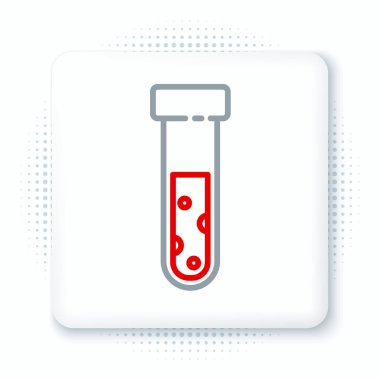 Çizgi Test tüpü ve kimyasal test ikonu beyaz arka planda izole edildi. Laboratuvar cam levhası. Renkli taslak konsepti. Vektör
