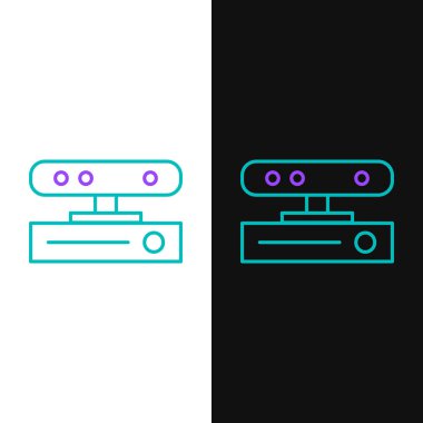 Çizgi Hareket algılayıcı simgesi beyaz ve siyah arkaplanda izole edildi. Renkli taslak konsepti. Vektör