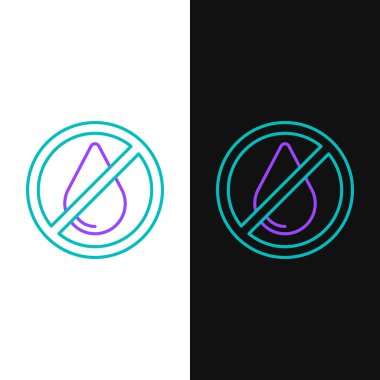 Çizgi Su bırakma yasağı simgesi beyaz ve siyah arkaplanda izole edildi. Su işareti yok. Renkli taslak konsepti. Vektör