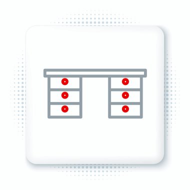 Hat ofisi masa simgesi beyaz arkaplanda izole edildi. Renkli taslak konsepti. Vektör