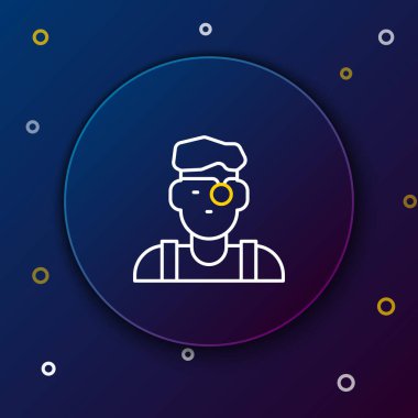 Çizgi Kuyumcusu simgesi mavi arkaplanda izole edildi. Renkli taslak konsepti. Vektör