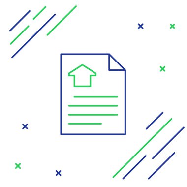 Line House 'un sözleşme ikonu beyaz arka planda izole edildi. Sözleşme oluşturma hizmeti, belge oluşumu, başvuru formu bileşimi. Renkli taslak konsepti. Vektör