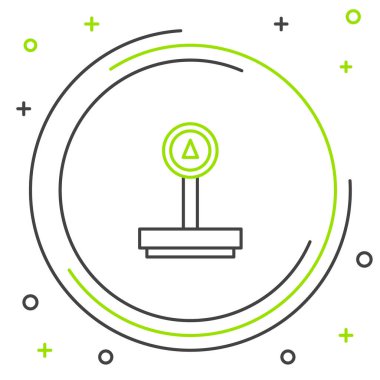 Çizgi Ölçekleme simgesi beyaz arkaplanda izole edildi. Lojistik ve teslimat. Dağıtım paketinin ağırlığı bir ölçekte. Renkli taslak konsepti. Vektör