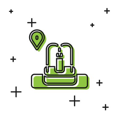 Çeşme simgesine sahip siyah konum beyaz arkaplanda izole edildi. Vektör