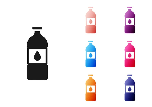 Bouteille d'eau noire icône isolée sur fond blanc. Soda aqua boisson signe. Définir des icônes colorées. Vecteur — Image vectorielle