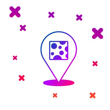 Beyaz arkaplanda izole edilmiş renkli peynir simgesi. Kademeli rastgele dinamik şekiller. Vektör