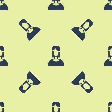 Mavi kadın simgesi sarı arka planda izole edilmiş kusursuz desen. Venüs sembolü. Bir kadın ya da organizmanın sembolü. Vektör