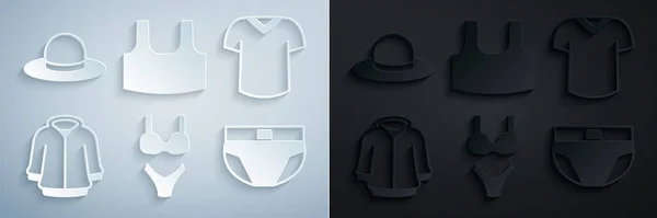 套装泳衣，T恤，帽衫，男裤，内衣和男帽图标。B.病媒 — 图库矢量图片