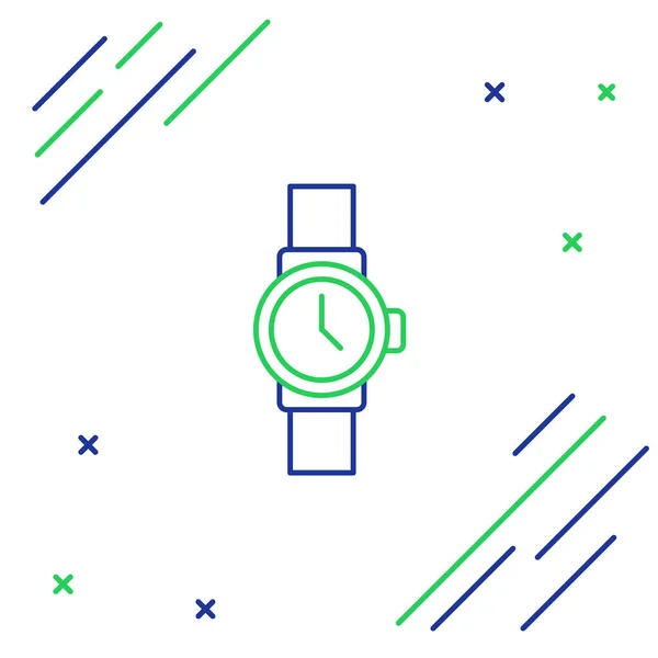 Line Wrist icono del reloj aislado sobre fondo blanco. Icono del reloj de pulsera. Concepto de esquema colorido. Vector — Archivo Imágenes Vectoriales