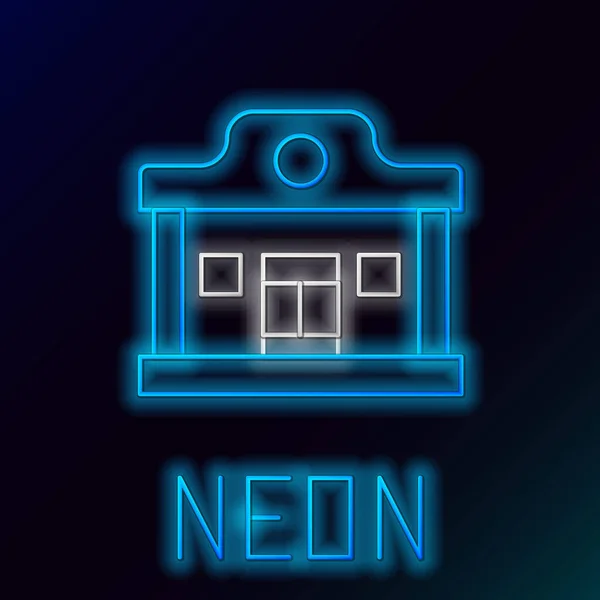 Gloeiende neon lijn Wild west saloon icoon geïsoleerd op zwarte achtergrond. Het oude westelijke gebouw. Kleurrijk concept. Vector — Stockvector