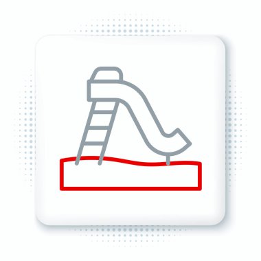 Çizgi Çocuk kaydırma simgesi beyaz arkaplanda izole edildi. Çocuklar kayar. Renkli taslak konsepti. Vektör