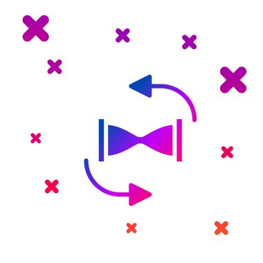 Beyaz arkaplanda izole edilmiş kum ikonu akan eski kum saati rengi. Kum saati işareti. İş ve zaman yönetimi kavramı. Kademeli rastgele dinamik şekiller. Vektör