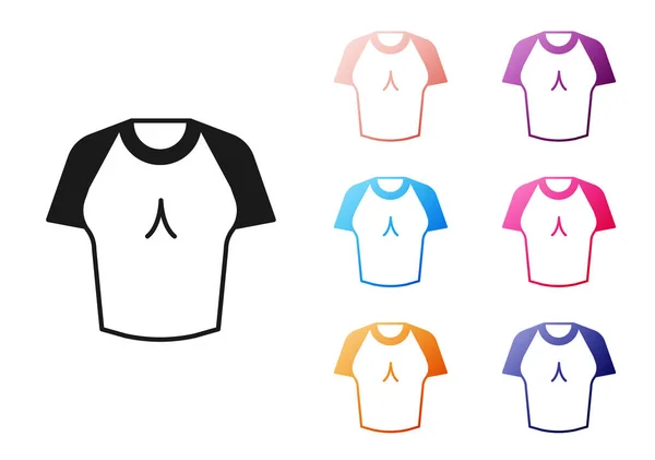 Ícone de camiseta preto isolado no fundo branco. Definir ícones coloridos. Vetor —  Vetores de Stock