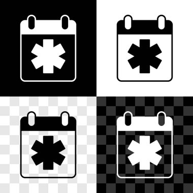 Doktor randevu simgesini siyah beyaz, şeffaf arkaplanda izole et. Takvim, planlama kurulu, ajanda, danışman doktor. Vektör