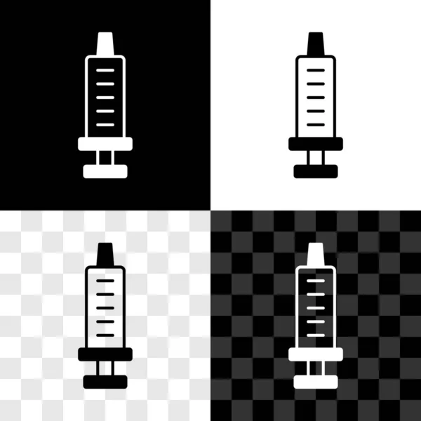Definir ícone de seringa isolado em preto e branco, fundo transparente. Seringa para vacina, vacinação, injeção, injeção de gripe. Equipamento médico. Vetor —  Vetores de Stock