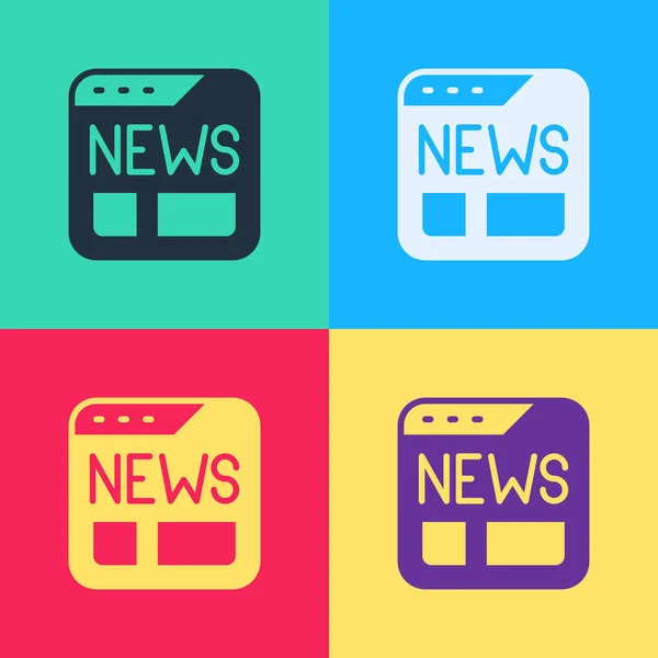 팝 아트 뉴스 아이콘은 컬러 배경에서 분리되었다. 신문 표지. 대중 매체의 상징. Vector — 스톡 벡터