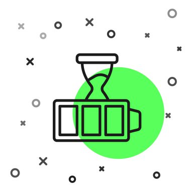 Siyah çizgi batarya şarj seviyesi göstergesi simgesi beyaz arkaplanda izole edildi. Vektör