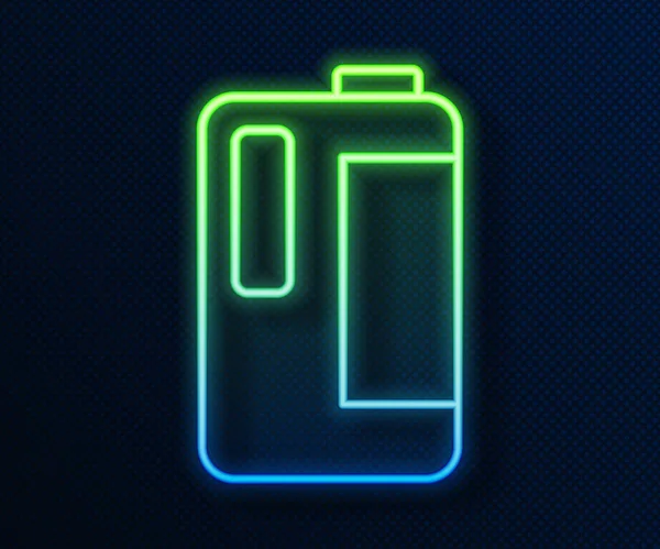 Mavi arka planda izole edilmiş süt ikonu için sapı olan parlak neon çizgili plastik şişe. Bir galon süt. Vektör — Stok Vektör
