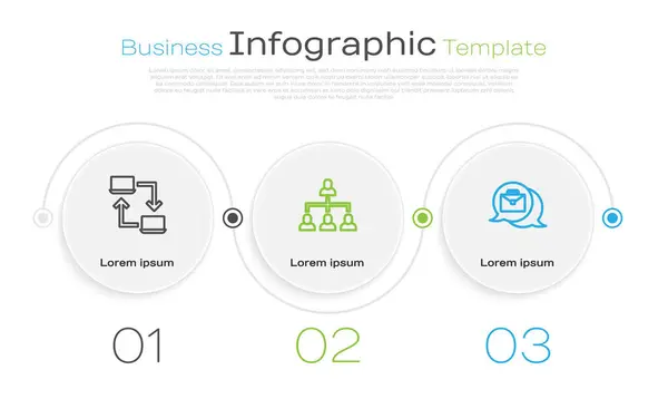 Definir linha de trabalho on-line, organograma Hierarquia gráfico e. Modelo de infográfico de negócios. Vetor — Vetor de Stock