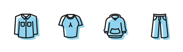 Definir linha Hoodie, Camisa, T-shirt e Calças ícone. Vetor — Vetor de Stock