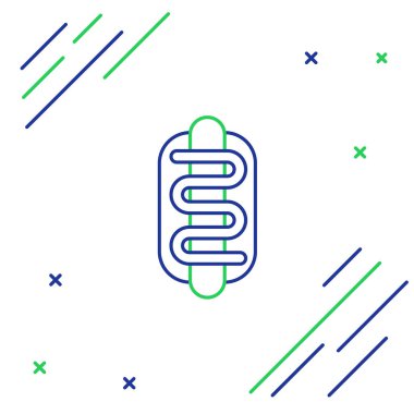 Hotdog sandviç simgesi beyaz arkaplanda izole edildi. Sosis ikonu. Fast food burcu. Renkli taslak konsepti. Vektör