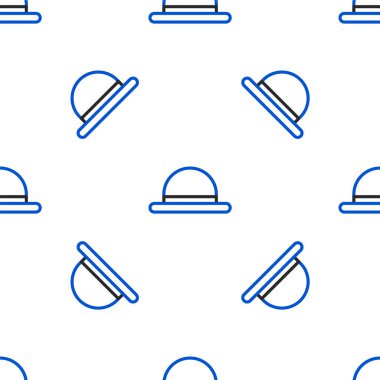 Çizgi Palyaço şapkası simgesi beyaz arkaplanda kusursuz desen izole etti. Melon şapka. Renkli taslak konsepti. Vektör